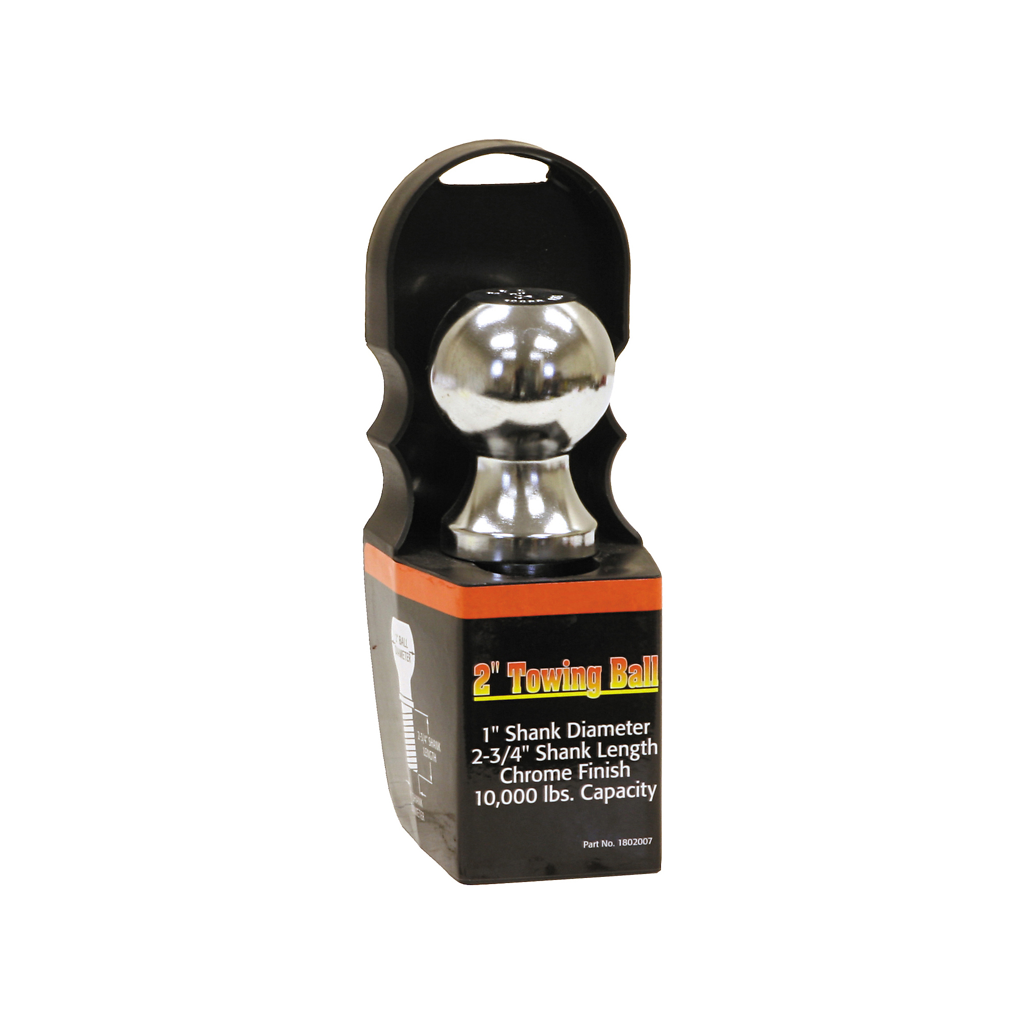 Buyers Products, 2 Inch Chrome Hitch: 1in. Shank x 2-3/4in. Long", Gross Towing Weight 10000 lb, Ball Diameter 2 in, Class Rating N/A, Model# 1802007